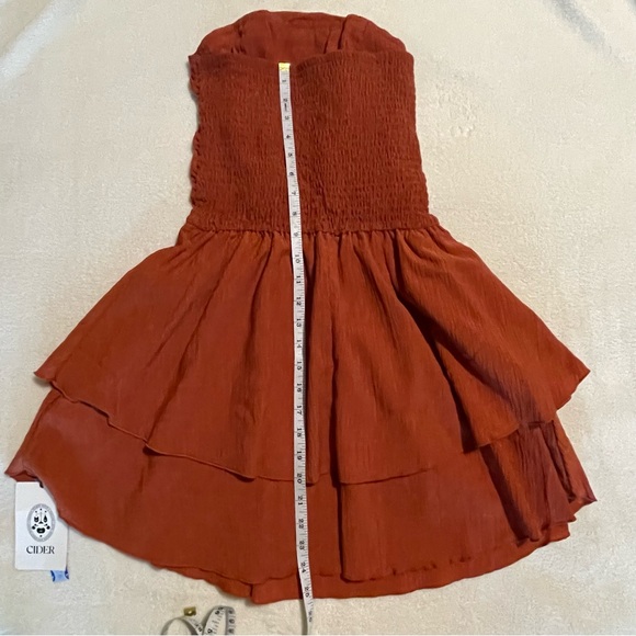 Cider Rust Ruched Strapless Mini Dress size‎ Small - Picture 3 of 4